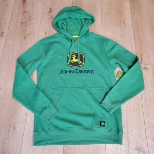John Deere Mens M Pullover Hoodie Sweatshirt Green Graphic Logo New with Tags